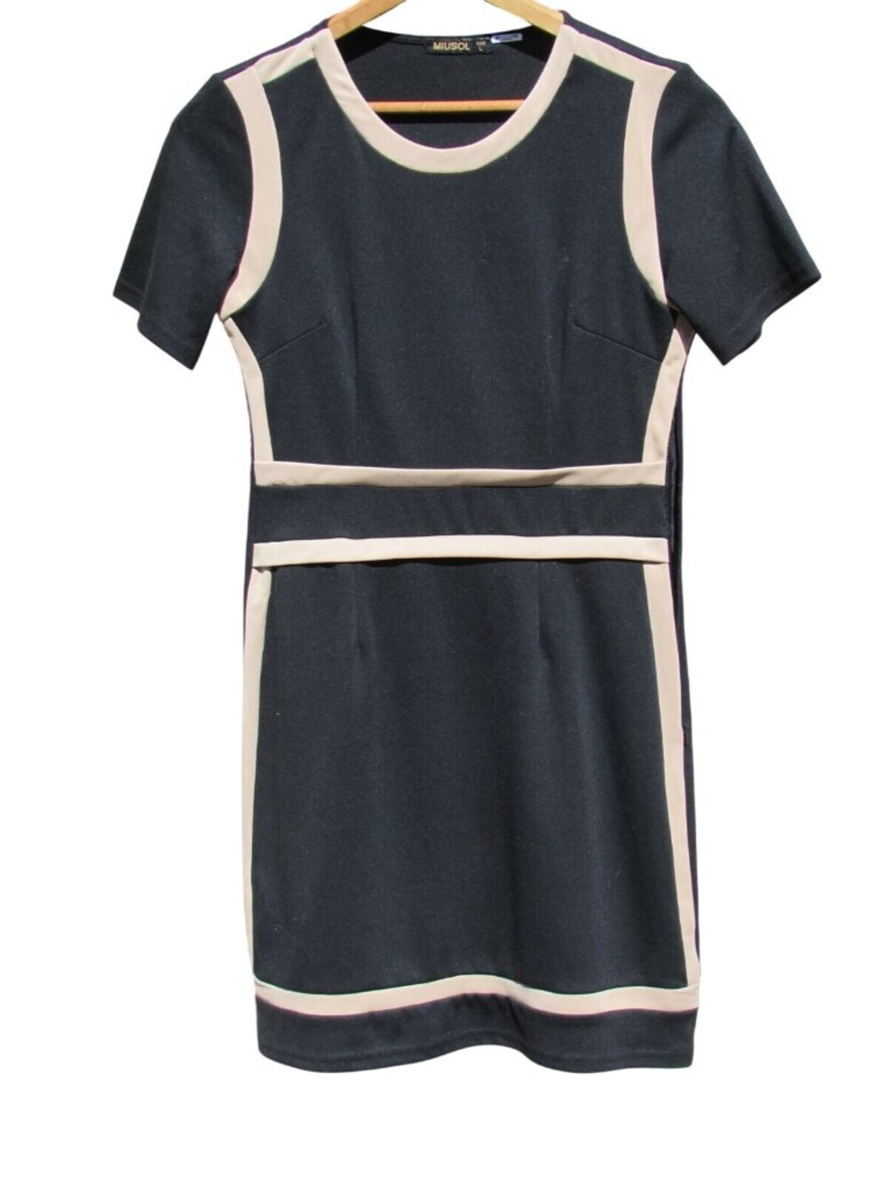 Miusol Black Color Block Dress Size Large Short Sleeve Bodycon 34972